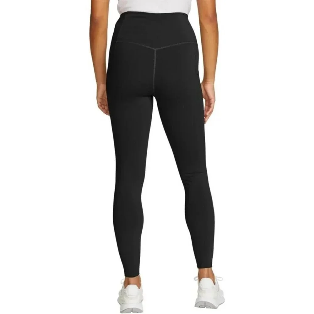 NWOT Eddie Bauer Women's S High-Waisted Black Leggings Side Zip Pockets - Picture 2 of 9